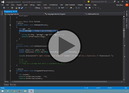 Programming C# 6, Part 03 of 12: Projects and Syntax Trailer