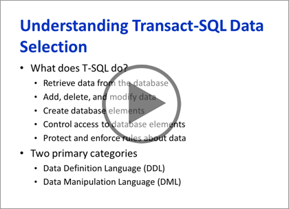 SQL Server 2012, Part 8 of 9: T-SQL Select, Where, and Clauses Trailer