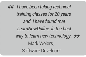 I have been taking technical training classes for 20 years and I have found that LearnNowOnline is the best way to learn new technology.