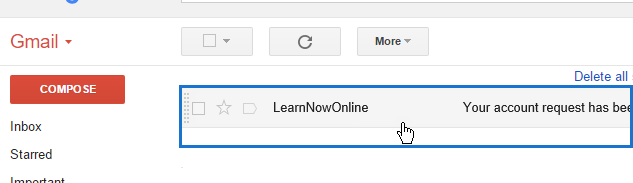 Select email received from LearnNowOnline