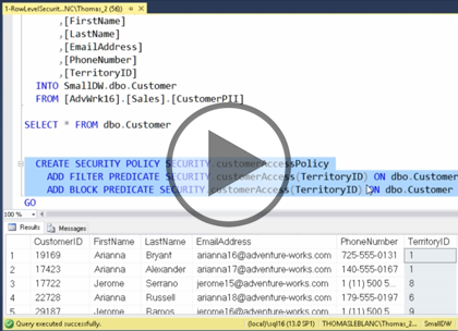 Exploring SQL Server 2016, Part 3 of 5: Security and Availability Trailer